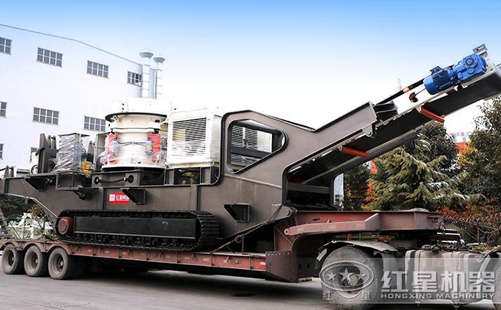 履帶移動石英石圓錐破+篩分一體機