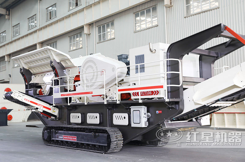 混凝土打砂履帶移動破碎站，配顎破機+給料機，粗碎專用 